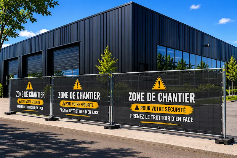 Bâche mesh sur barrière Heras